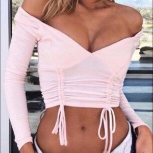 Pink cinched crop top